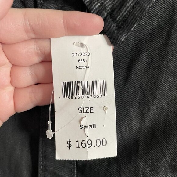 DL1961 Women S Black Medina Puff Sleeve Clarita Coated Button Up Jacket NWT - Picture 8 of 13